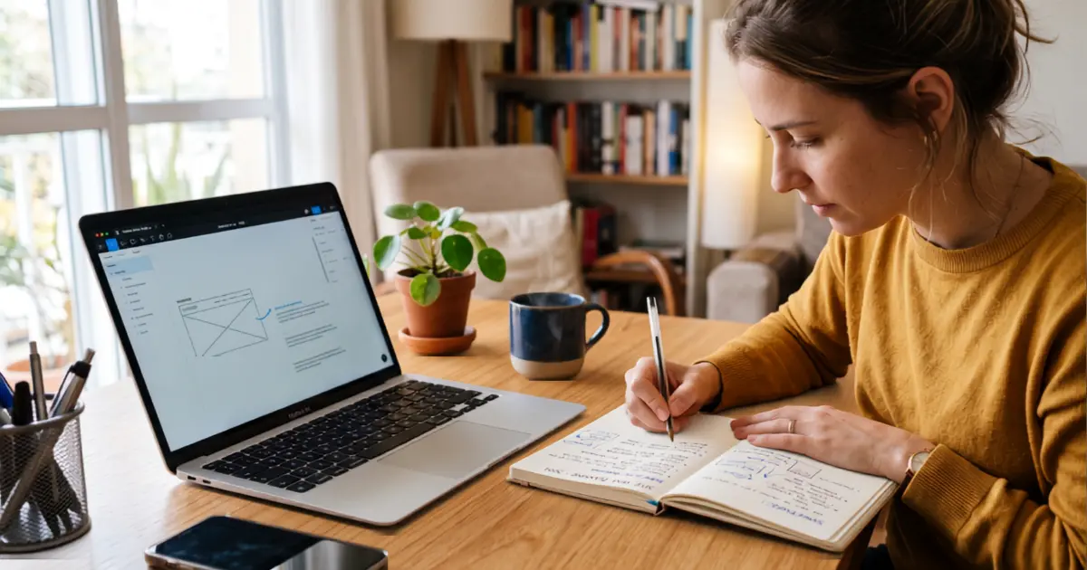 Ampulheta ao lado de um notebook representando o tempo de carregamento de um site